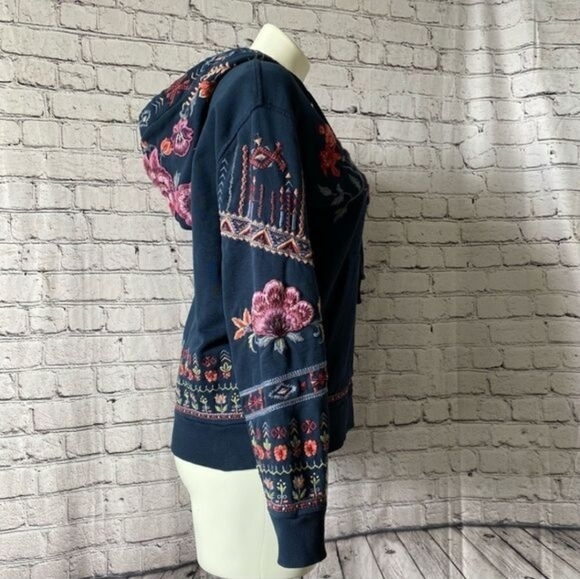 DRIFTWOOD Teddy Embroidered Floral Zip Up Hoodie - Picture 2 of 9